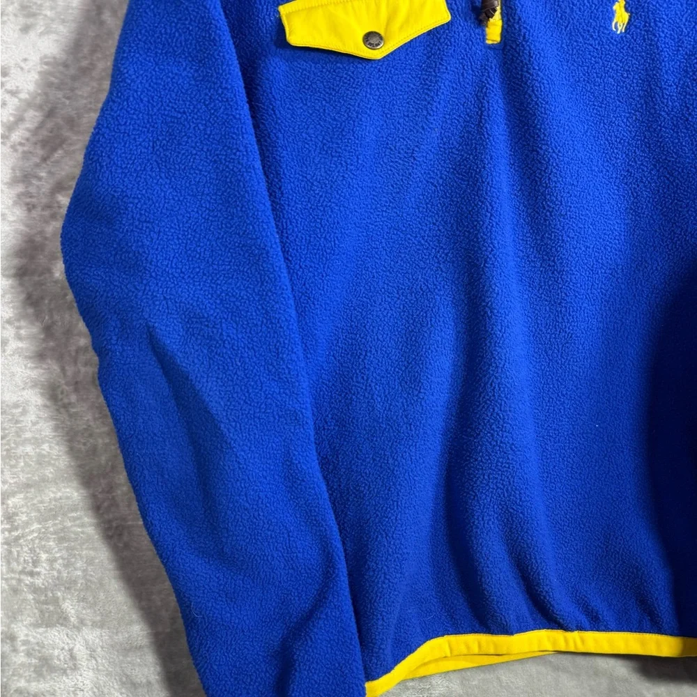 Polo Ralph Lauren Quarter Zip Blue Yellow Trim‎ Mens Medium Talon Golf Utility
